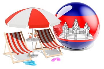 Cambodian Resorts, Cambodia Vacation, Tours, Travel Packages concept. 3D rendering