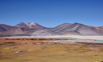 Fototapeta na wymiar Stunning landscape at the Salar Aguas Calientes, Atacama Desert, Chile