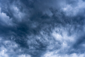 Dramatic stormy sky with beautiful cloud at sundown before the rain