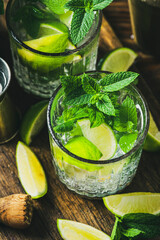 Mojito Summer Drink with Lime MInt and Ice