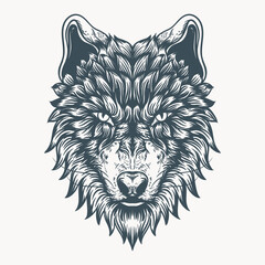 Wolf face hand drawn illustration Premium Vector
