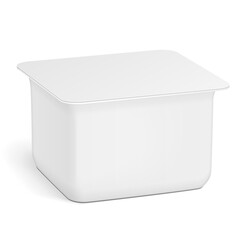 White Empty Blank Styrofoam Plastic Food Tray Container Box Opened, Cover. Illustration Isolated On White Background. Mock Up Template Ready For Your Design. Vector EPS10