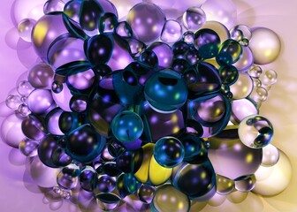 Multisphere, balls abstract background, 3d rendering