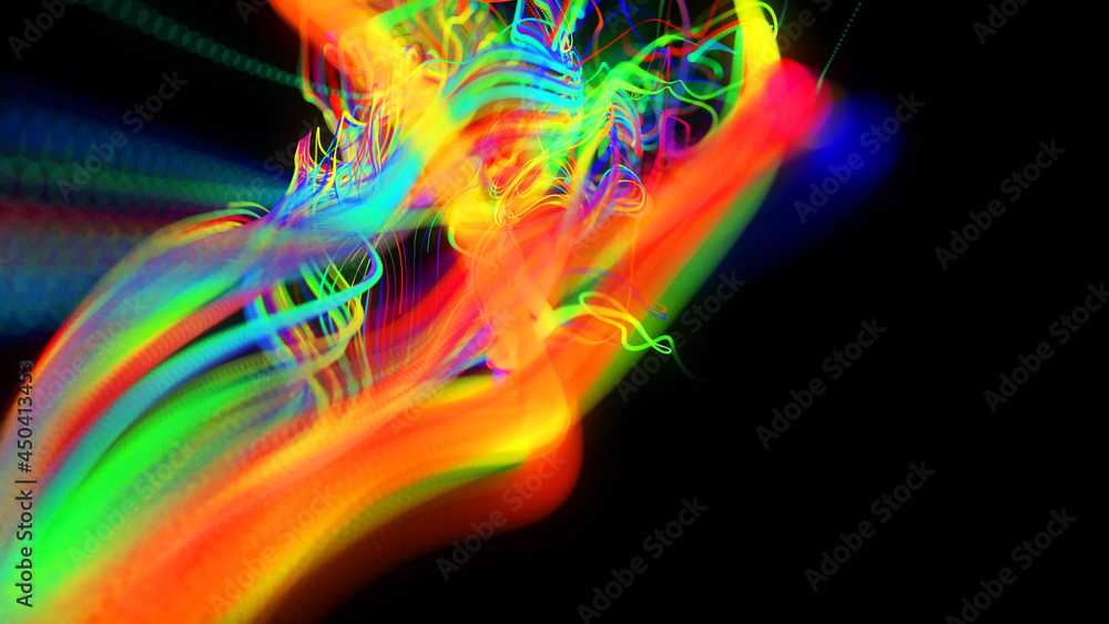 Poster 3d render. abstract background flow of glow lines. llights particles form in 3d space glowing beauti