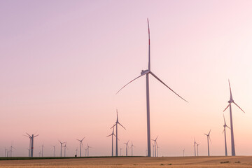 Landscape with Windmills. Renewable Green Energy Farm