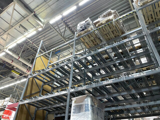 empty self at warehouse storage. industrial factory distribution