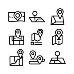 location map icon or logo isolated sign symbol vector illustration - high quality black style vector icons
