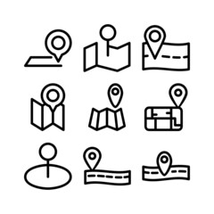 location map icon or logo isolated sign symbol vector illustration - high quality black style vector icons
