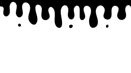Silhouette of dripping liquid, splashing ink, oil or sauce flowing down. The paint drips from the top. Vector illustration.