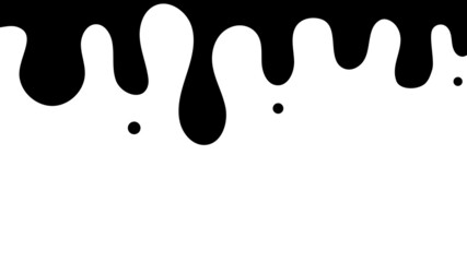 Silhouette of dripping liquid, splashing ink, oil or sauce flowing down. The paint drips from the top. Vector illustration.