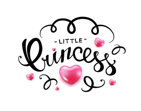 Little princess baby lettering quote for onesie design, clothes, kids poster, t-shirt. Lettering photography family overlay . Hand written sign. Baby photo album element. Vector illustratrion.