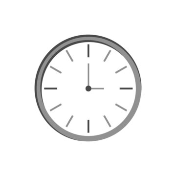 Clock isolated on white background. Vector flat illustration. Time to wake up. Icon for design 