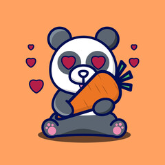 Fototapeta premium vector illustration of cute panda hug carrots, good for t-shirt, greeting card, invitation card or mascot