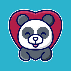 
vector illustration of cute panda 
in the symbol of love,  good for t-shirt, greeting card, invitation card or mascot