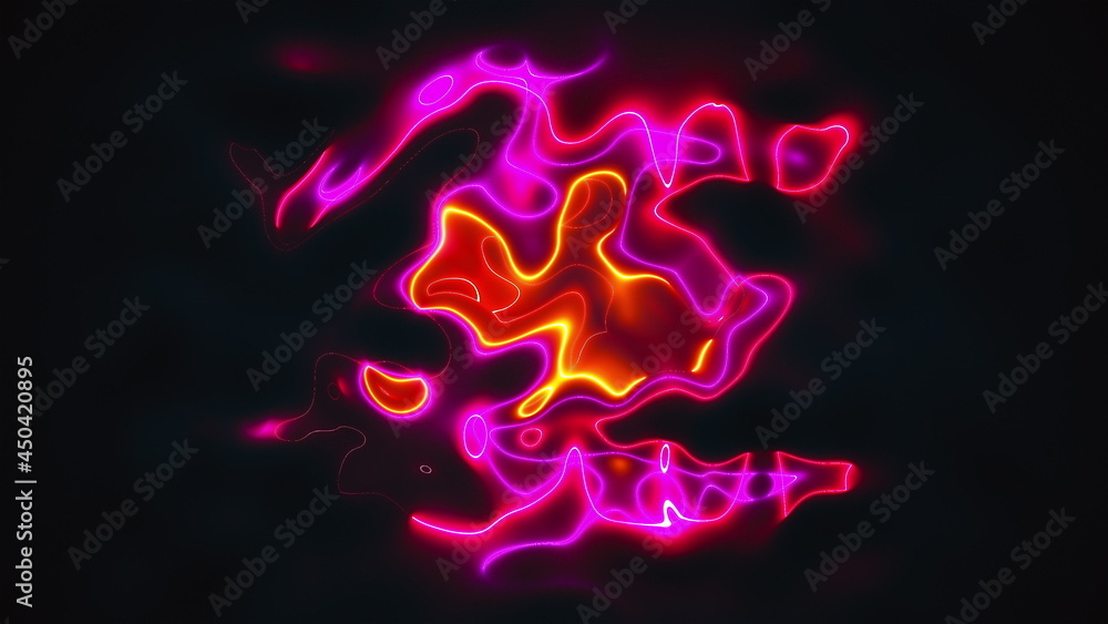 Poster vivid curves stripes 3d render with geometric blur. wavy random curvature with gradient and creative