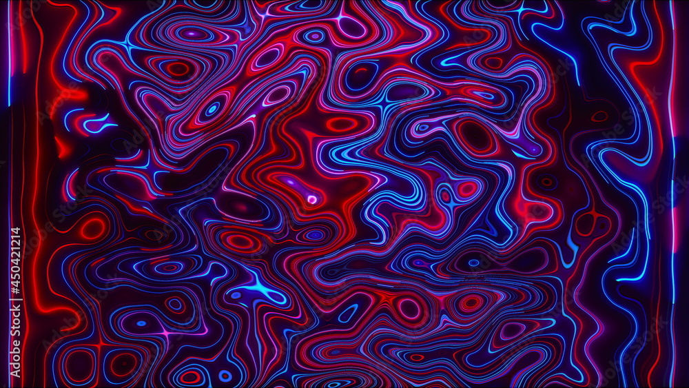 Poster vivid curves stripes 3d render with geometric blur. wavy random curvature with gradient and creative