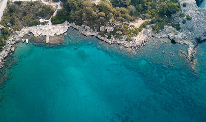 Warm greek bay drone photo