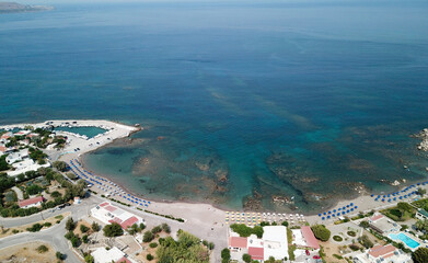 A warm holiday on the Greek coast drone view