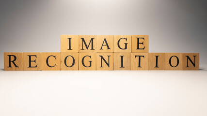 Image recognition was created from wooden cubes. Industry and technology.