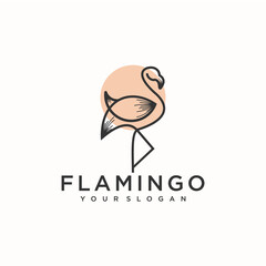 flamingo logo, simple, minimalist logo for business reference.