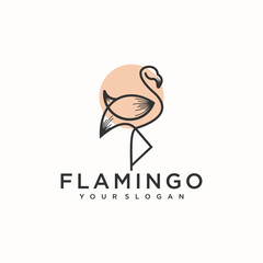 flamingo logo, simple, minimalist logo for business reference. © agus
