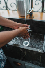 washing hands with water and soap