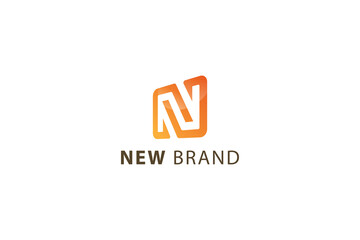 Letter N creative 3d orange color modern new brand business logo