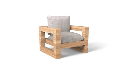 Wooden chair 3d rendering.