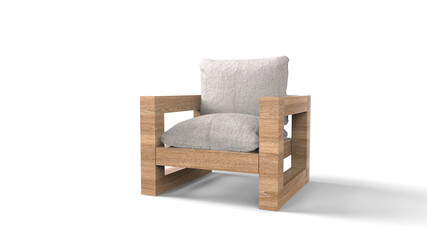 Wooden chair 3d rendering.