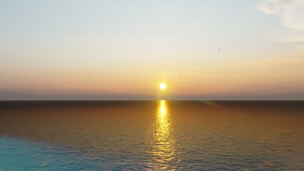 Amazing sea landscape. Dramatic sea sunset. Summer sunset seascape. Atlantic ocean beach sunsets. Seascape background. Tourism, travel, holdiay, summer concept.	