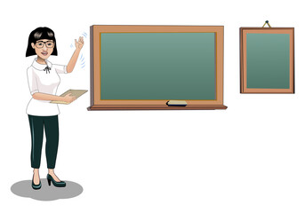 illustration of a female teacher teaching in isolated white background