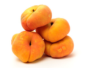chinese flat peaches on white background 