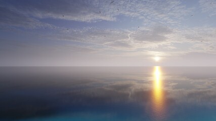 Amazing sea landscape. Dramatic sea sunset. Summer sunset seascape. Atlantic ocean beach sunsets. Seascape background. Tourism, travel, holdiay, summer concept.	