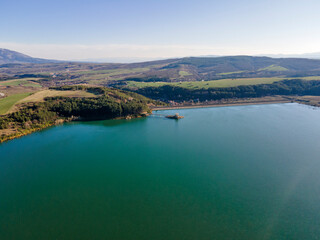 Obraz na płótnie Canvas Aerial view of Dyakovo Reservoir, Bulgaria