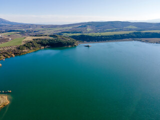 Aerial view of Dyakovo Reservoir, Bulgaria