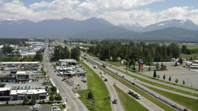 Drone view of an Industrial district by Trans Canada Highway