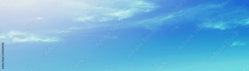 Wall mural panorama blue sky with beautiful natural white clouds