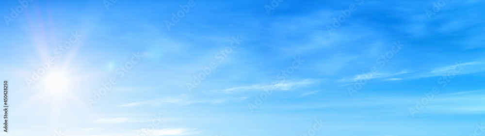 Wall mural panorama blue sky with beautiful natural white clouds