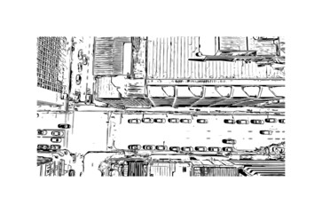 Building view with landmark of Johannesburg is the 
city in South Africa. Hand drawn sketch illustration in vector.