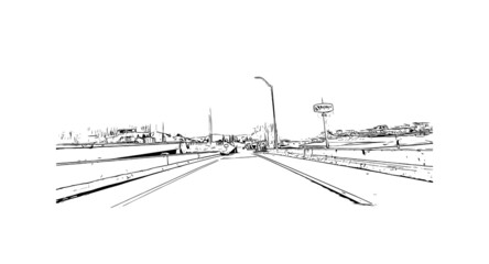 Obraz premium Building view with landmark of Johnson City is in east Tennessee. Hand drawn sketch illustration in vector.