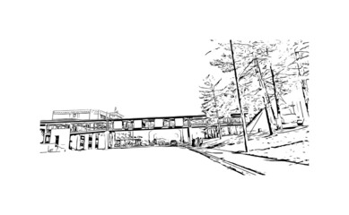 Obraz premium Building view with landmark of Johnson City is in east Tennessee. Hand drawn sketch illustration in vector.
