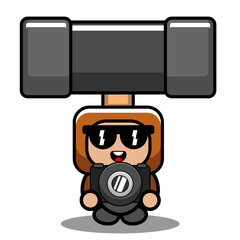 vector cartoon cute doodle mallet mascot costume character holding camera