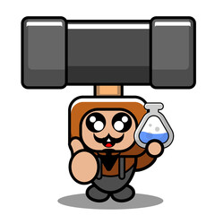cartoon cute doodle mallet mascot costume character vector science bearded