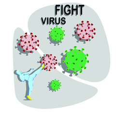 Fototapeta premium vector illustration of health workers who are battling common viruses and corona viruses, suitable for use in the health sector, etc.