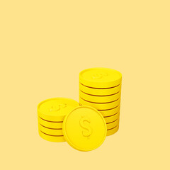 3d icon coins illustration object rendered