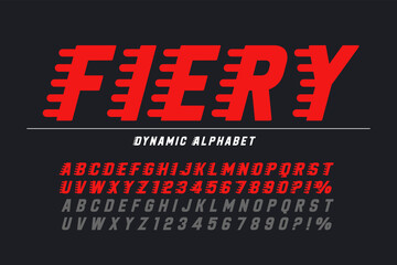 Racing display letters design, dynamic alphabet, numbers.