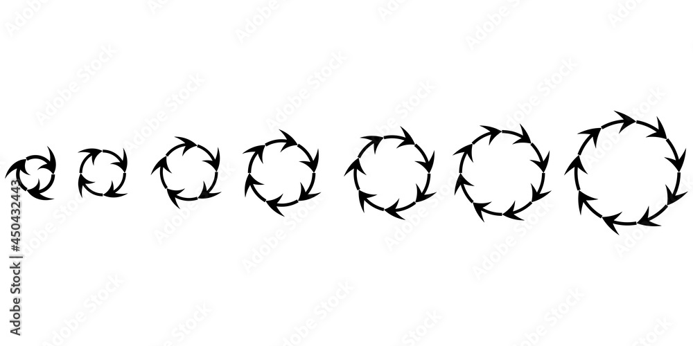 Poster circular arrows. chart icon vector set. cursor sign. recycle icon. forward icon. vector illustration