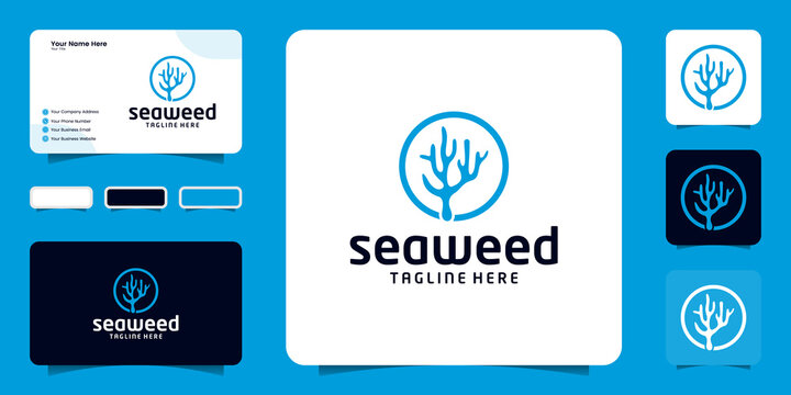 Seaweed logo design inspiration, coral reefs and business card inspiration