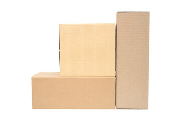 Three cardboard boxes isolated
