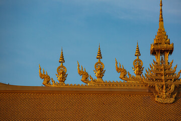 Temple roof gold color beautiful art and architecture